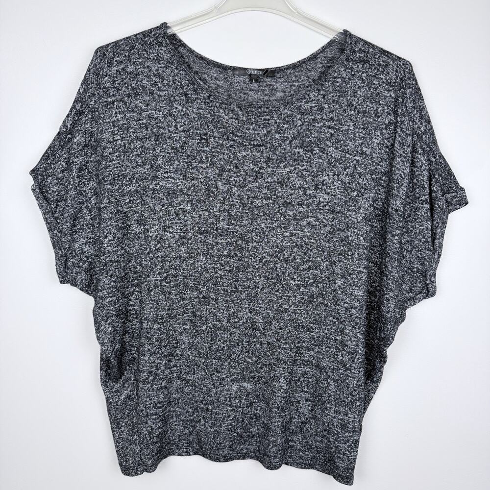 Quince Flow Knit Dolman Sleeve Top Women's L Heathered Charcoal Soft Lagenlook
